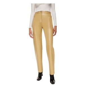 Wilfred The Melina Pant Tan Faux Leather High Rise Slim Straight Women’s Size 0